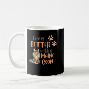 Taza De Café Las Mujeres Maine Coon Cita La Vida Es Mejor Con U