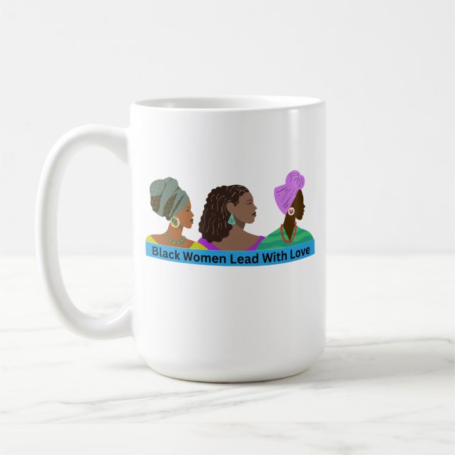 Taza De Café Las mujeres negras lideran con amor mug (Izquierda)