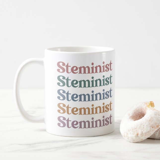 Taza De Café Las Mujeres Retro Esteministas En El STEM (Con donut)
