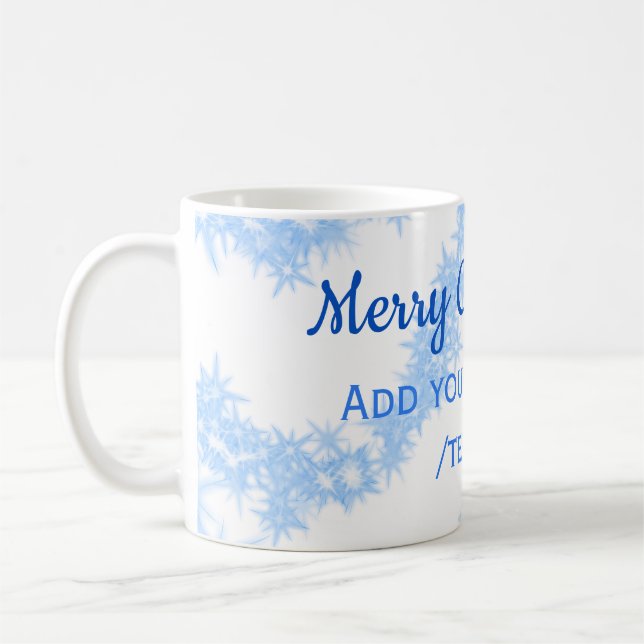 Taza De Café Las navidades azules brillan líneas purpurinas aña (Izquierda)