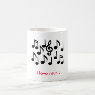 Taza De Café las notas de la música, amo música