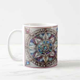 Taza De Café Las perlas de los diamantes de las zafiras rosas y