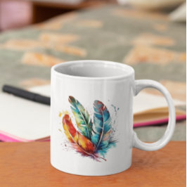 Taza De Café Las plumas espirituales: el arte de las acuarelas 
