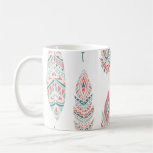 Taza De Café Las plumas étnicas dibujan Ilustracion