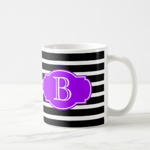 Taza De Café Las rayas negras y blancas con púrpura, añaden s