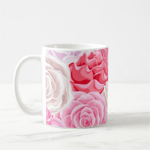 Taza De Café las rosas rosa y blanca son un patrón sin fisuras.