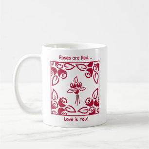Taza De Café Las Rosas Son Rojas El Amor Eres Tú Chic Floral Pe