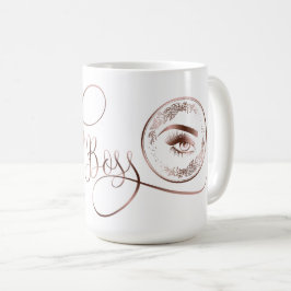Taza De Café Lash Boss Makeup Eyebrow Lazas Rosa Floral Oro