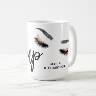 Taza De Café Lash Boss Makeup Eyebrow Ojos Lazas Rosa Oro