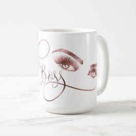 Taza De Café Lash Boss Makeup Eyebrow Ojos Lazas Rosa Oro