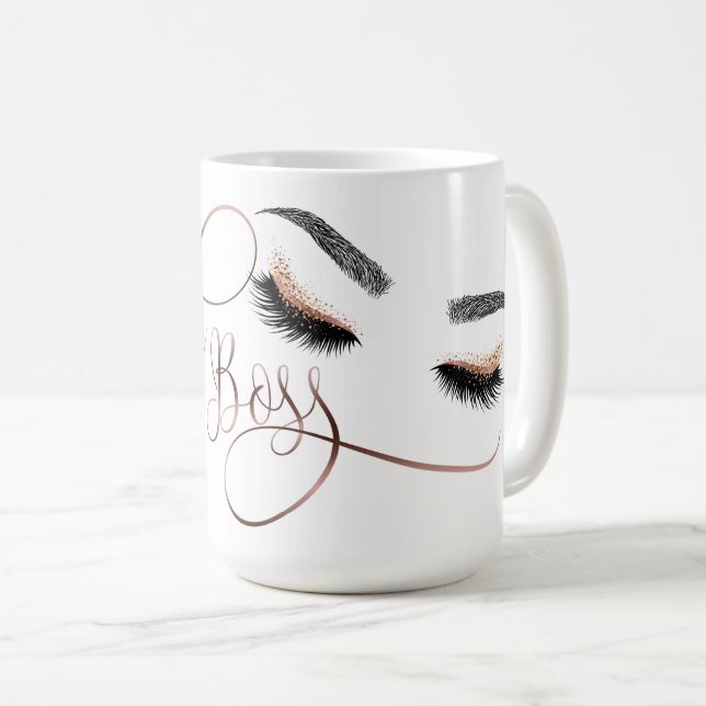 Taza De Café Lash Boss Makeup Eyebrow Ojos Lazas Rosa Oro (Anverso derecho)
