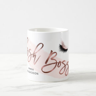 Taza De Café Lash Boss Makeup Eyebrow Ojos Lazas Rosa Oro