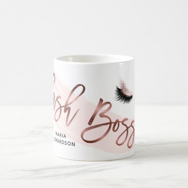 Taza De Café Lash Boss Makeup Eyebrow Ojos Lazas Rosa Oro (Centro)