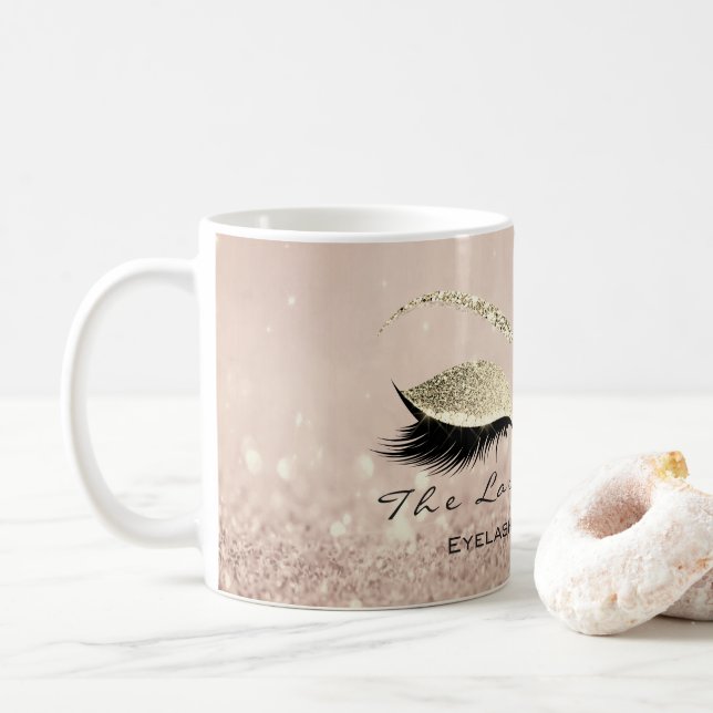 Taza De Café Lashes Extensión Beauty Studio Body Gold Purpurina (Con donut)
