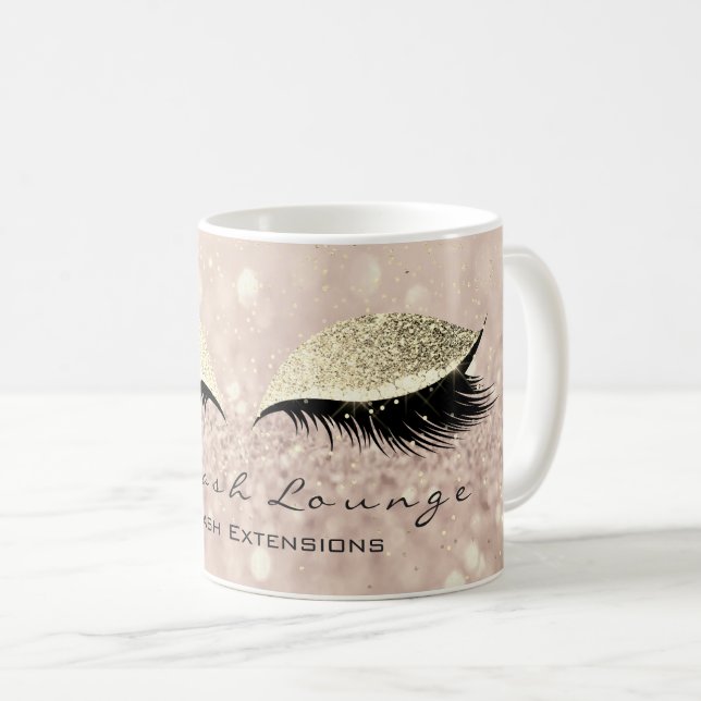 Taza De Café Lashes Extensión Beauty Studio Makeup Gold Purpuri (Anverso derecho)