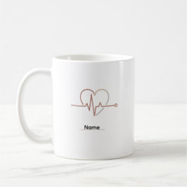 Taza De Café Latido de Corazón Amor Minimalista 