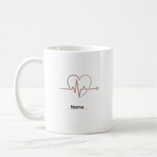 Taza De Café Latido de Corazón Amor Minimalista 