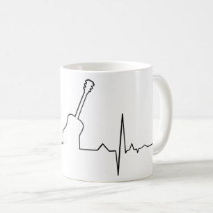 Taza De Café Latido del corazón de la guitarra acústica