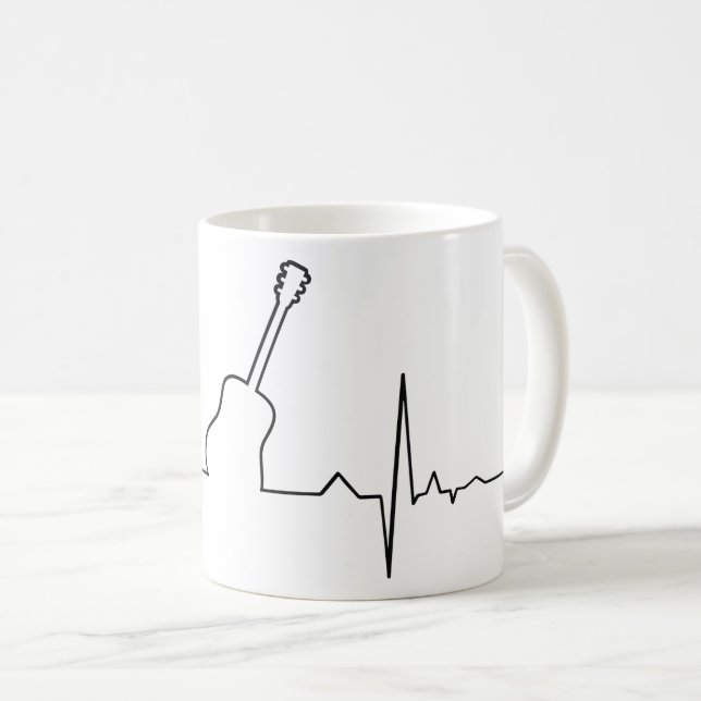 Taza De Café Latido del corazón de la guitarra acústica (Anverso derecho)