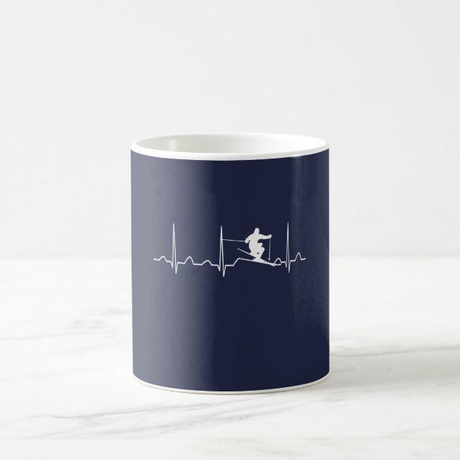 TAZA DE CAFÉ LATIDO DEL CORAZÓN DEL ESQUÍ (Centro)