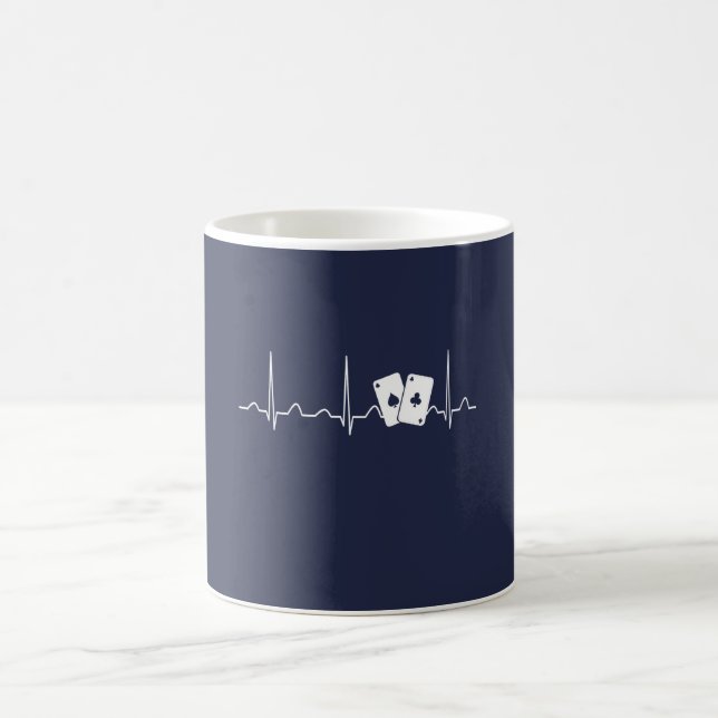 TAZA DE CAFÉ LATIDO DEL CORAZÓN DEL PÓKER (Centro)