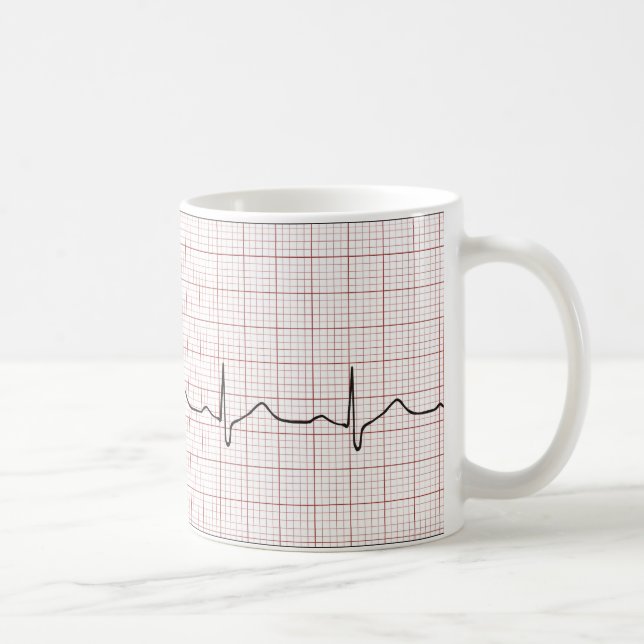 Taza De Café Latido del corazón en el papel cuadriculado, pulso (Derecha)