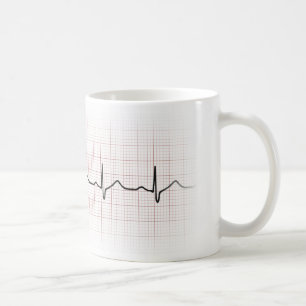 Taza De Café Latido del corazón en el papel cuadriculado, pulso