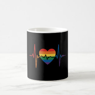 Taza De Café Latidos del corazón LGBTQ Orgullo del corazón Gay