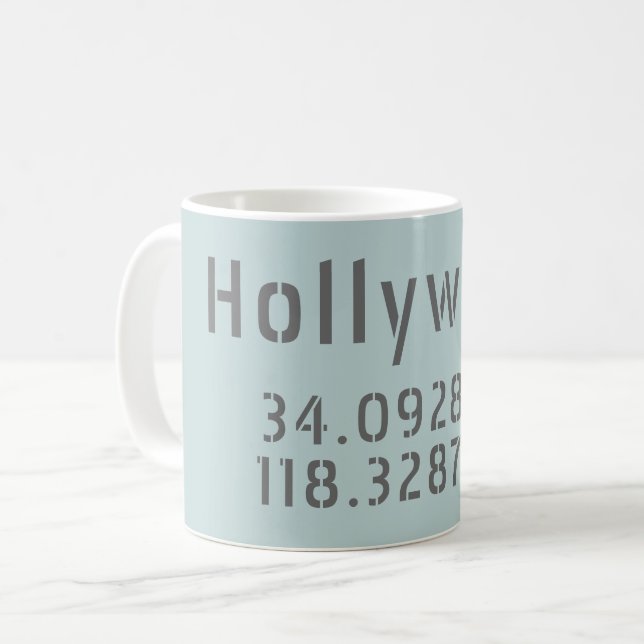 Taza De Café Latitud Longitud de Hollywood (Anverso izquierdo)