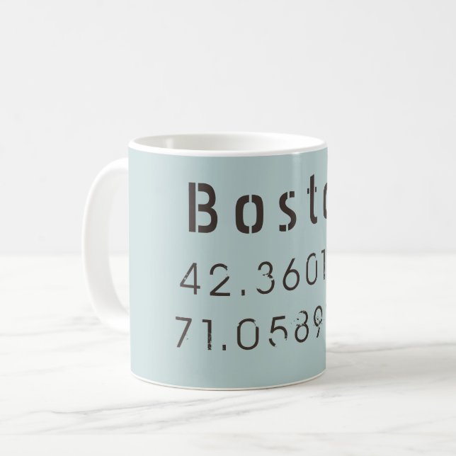 Taza De Café Latitud y longitud de Boston (Anverso izquierdo)