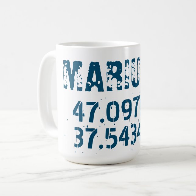 Taza De Café Latitud y longitud de Mariupol con problemas (Anverso izquierdo)