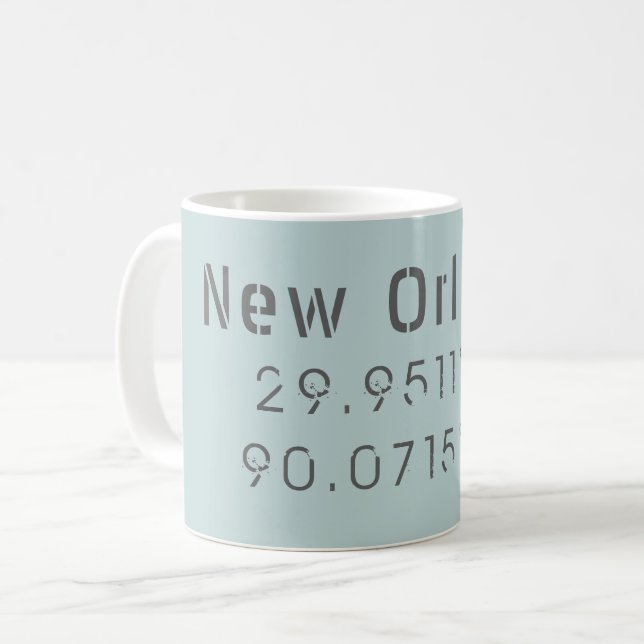 Taza De Café Latitud y longitud de Nueva Orleans (Anverso izquierdo)