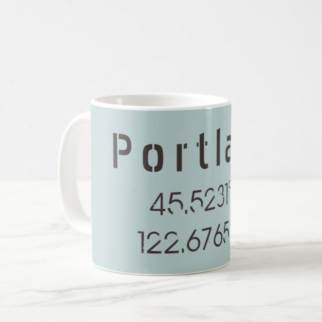 Taza De Café Latitud y longitud de Portland (Anverso izquierdo)