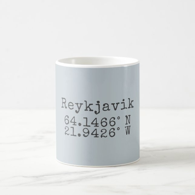 Taza De Café Latitud y longitud de Reykjavik Islandia (Centro)