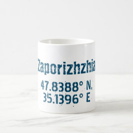 Taza De Café Latitud y longitud de Zaporizhzhia en peligro