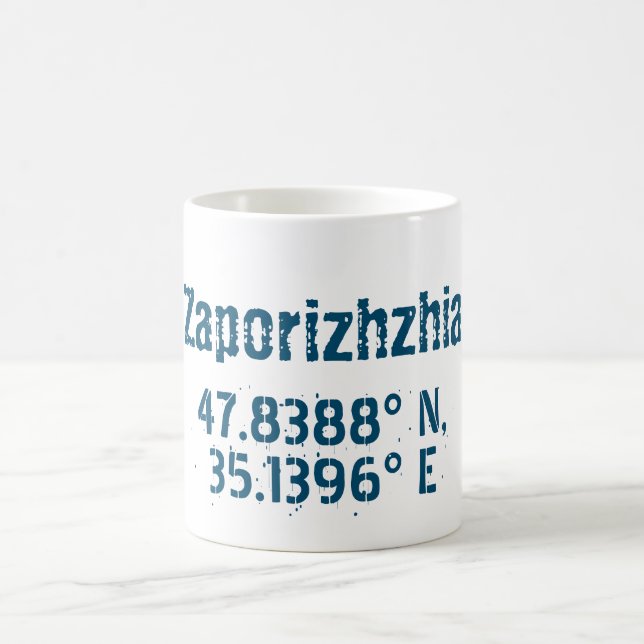 Taza De Café Latitud y longitud de Zaporizhzhia en peligro (Centro)
