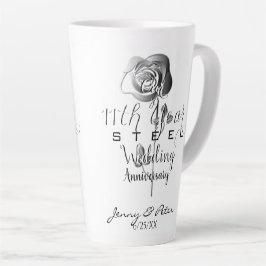 Taza De Café Latte 11.º Aniversario del Boda del Acero Rosas del Silv