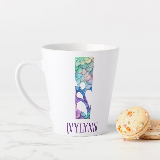 Taza De Café Latte 12 oz Monogramed Mermaid con estilo (In situ)