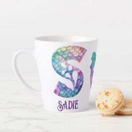 Taza De Café Latte 12 oz Monogramed Mermaid con estilo