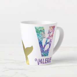 Taza De Café Latte 12 oz Monogramed Mermaid con estilo