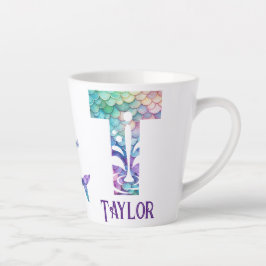 Taza De Café Latte 12 oz Monogramed Mermaid con estilo