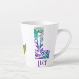 Taza De Café Latte 12 oz Monogramed Mermaid con estilo