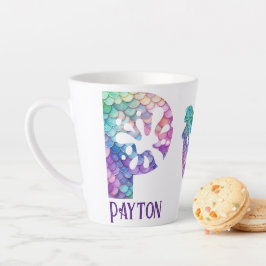 Taza De Café Latte 12 oz Monogramed Mermaid con estilo