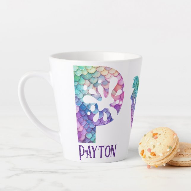 Taza De Café Latte 12 oz Monogramed Mermaid con estilo (In situ)