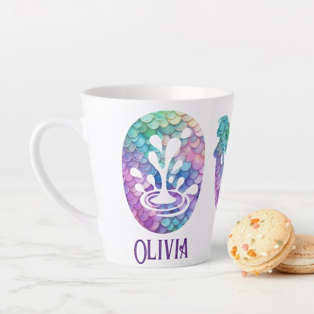 Taza De Café Latte 12 oz Monogramed Mermaid con estilo (In situ)