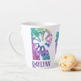 Taza De Café Latte 12 oz Monogramed Mermaid con estilo