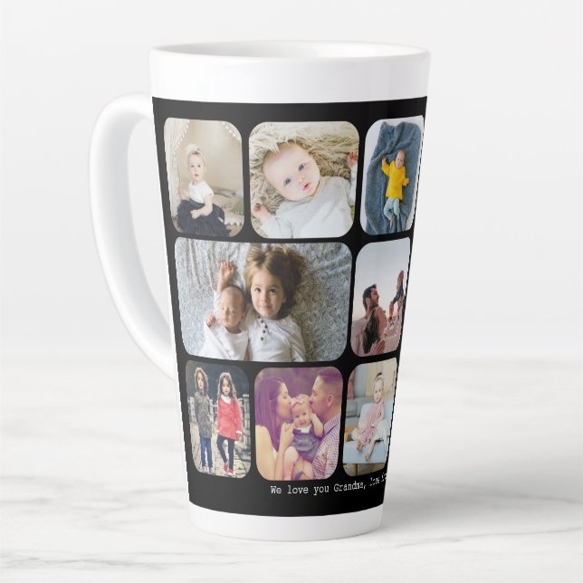 Taza De Café Latte 13 fotos y texto personalizados (Ángulo izquierdo)