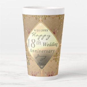 Taza De Café Latte 18° aniversario de Boda ocular de gato