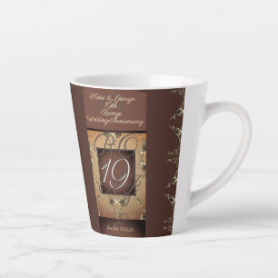 Taza De Café Latte 19° aniversario Boda Bronce oscuro