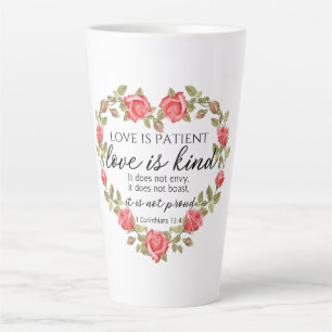 Taza De Café Latte 1 Corintios 13:4 El amor es el corazón floral del